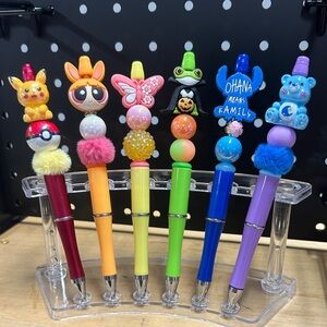 👉 6 Colorful Character Beaded Pens | Exact Set Shown